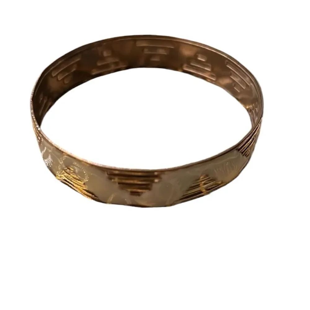 Y2K vintage retro gold and white bangle bracelet no makers mark GVC